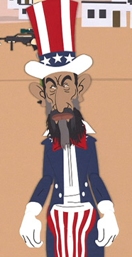 Osama Bin Laden camuflado de Tío Sam (South Park)